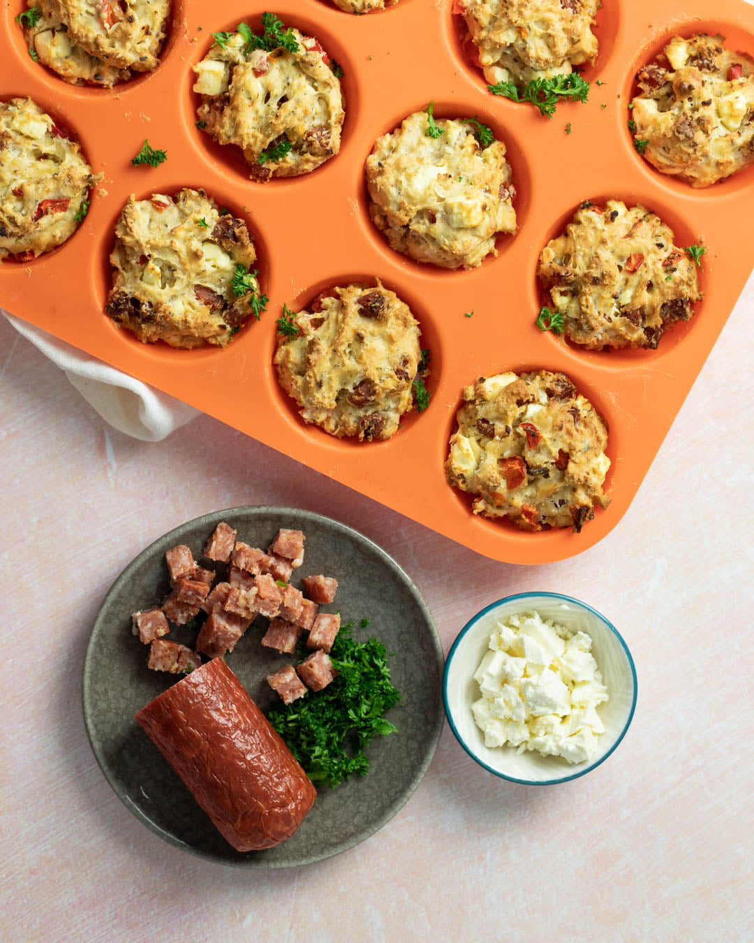 Spicy Salami, Red Pepper & Feta Muffins – Mummy Cooks